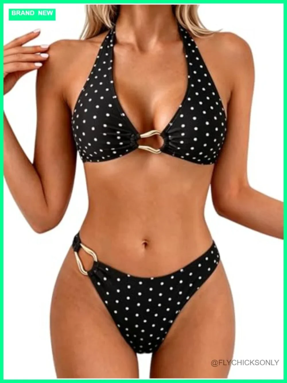 Women's Halter V Neck Bikini Set Push Up Padded Cheeky Two Piece Swimsuit 80%